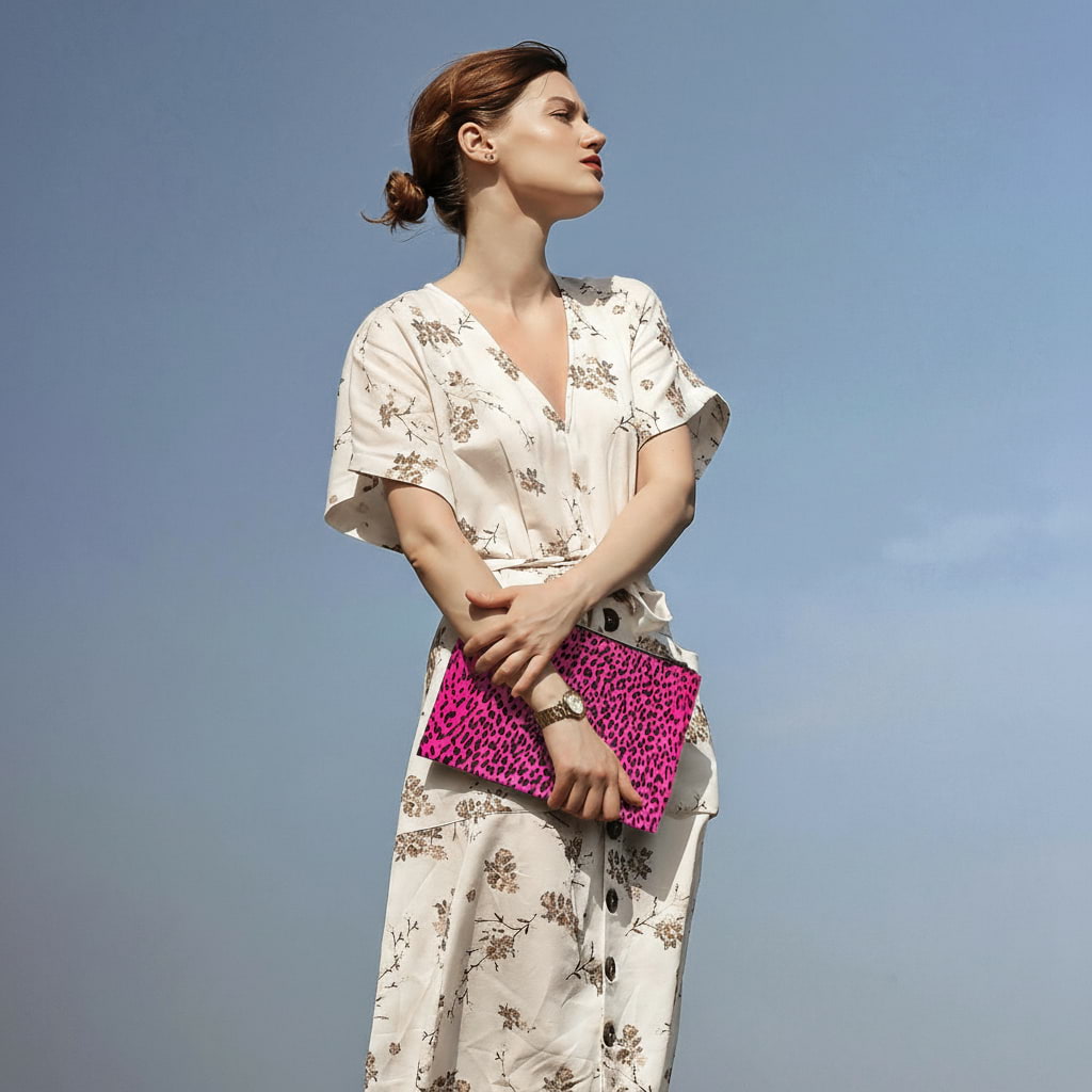 YSL leopard clutch bag