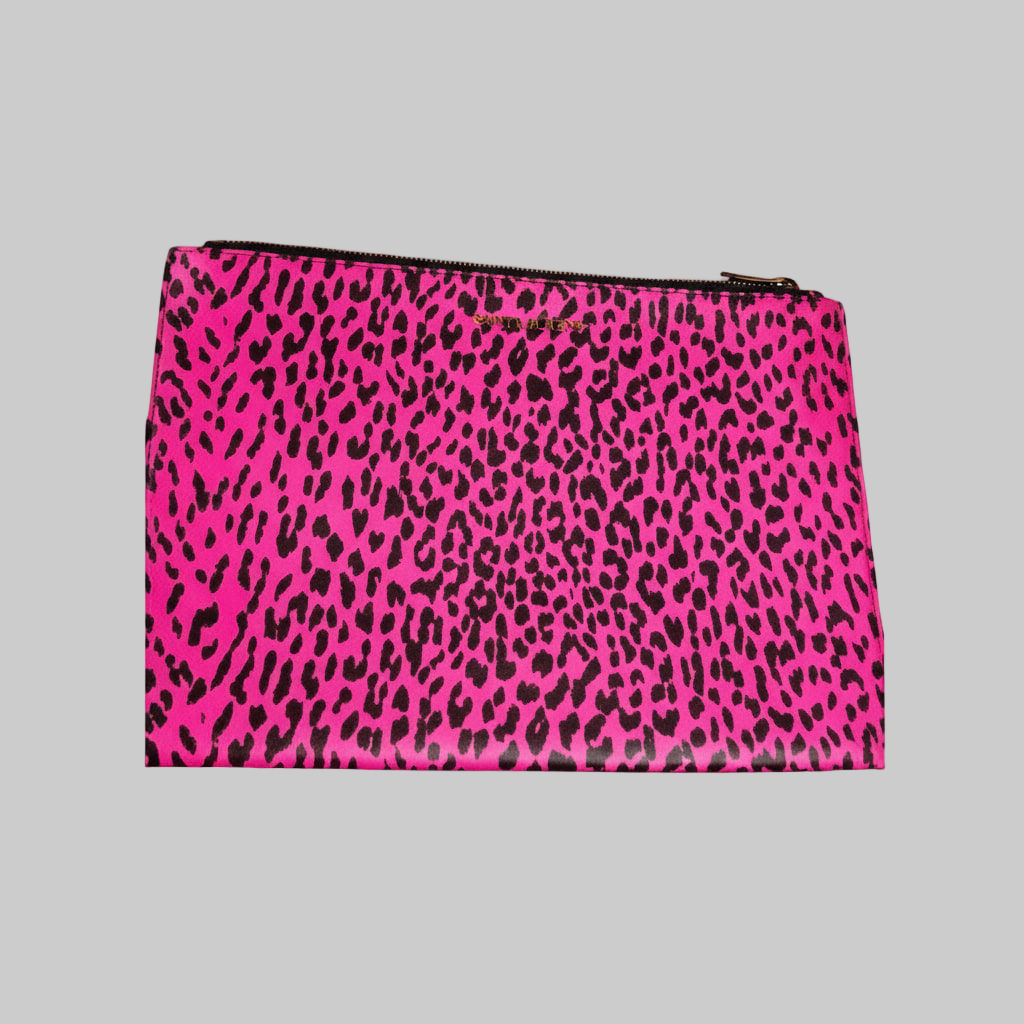 YSL leopard clutch bag