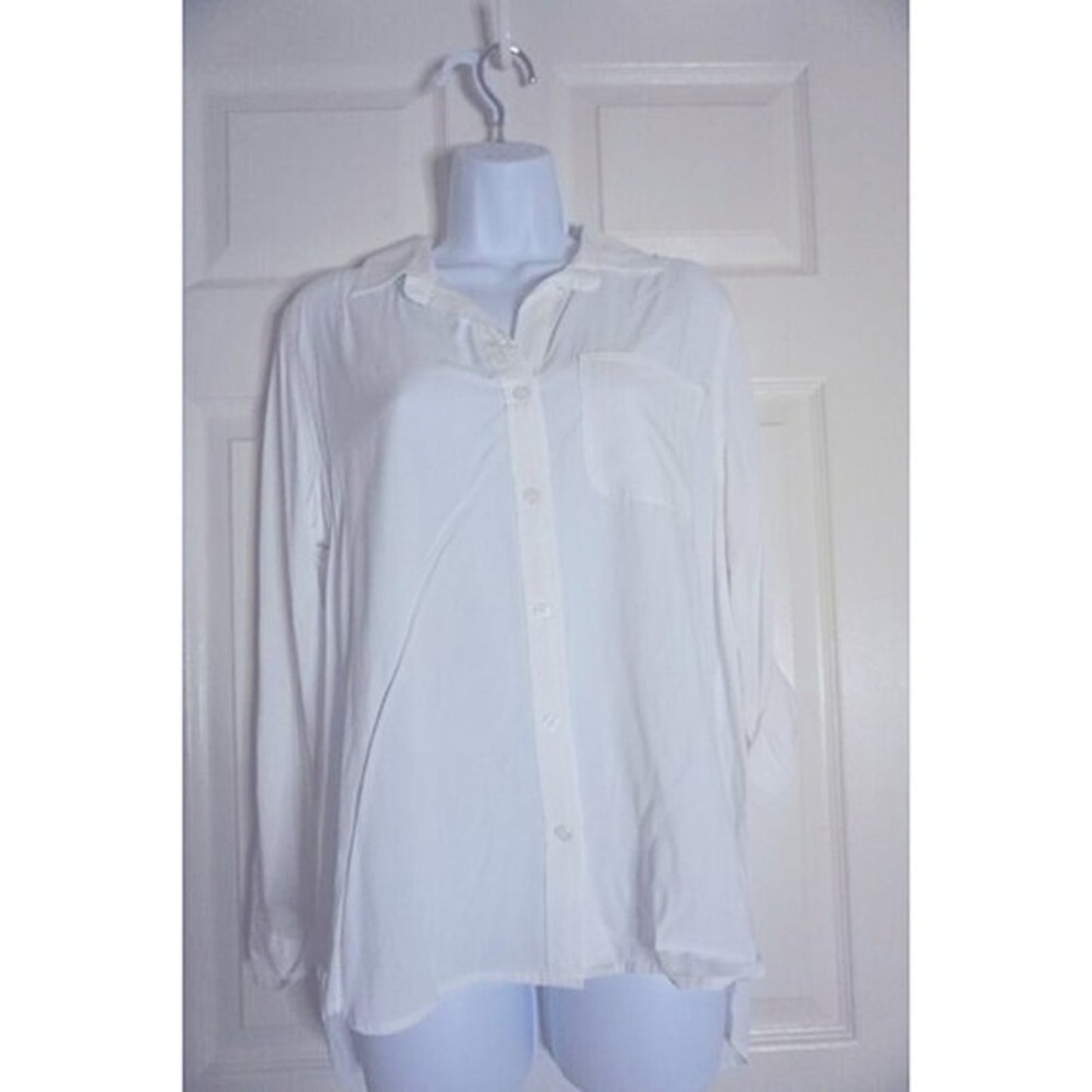 White Button Up Long Sleeve Blouse