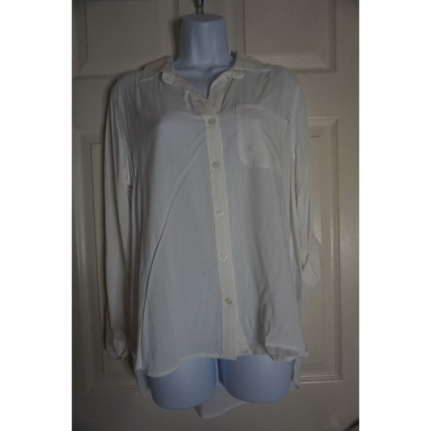 White Button Up Long Sleeve Blouse