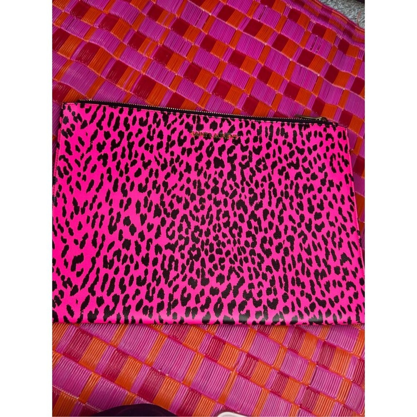 YSL leopard clutch