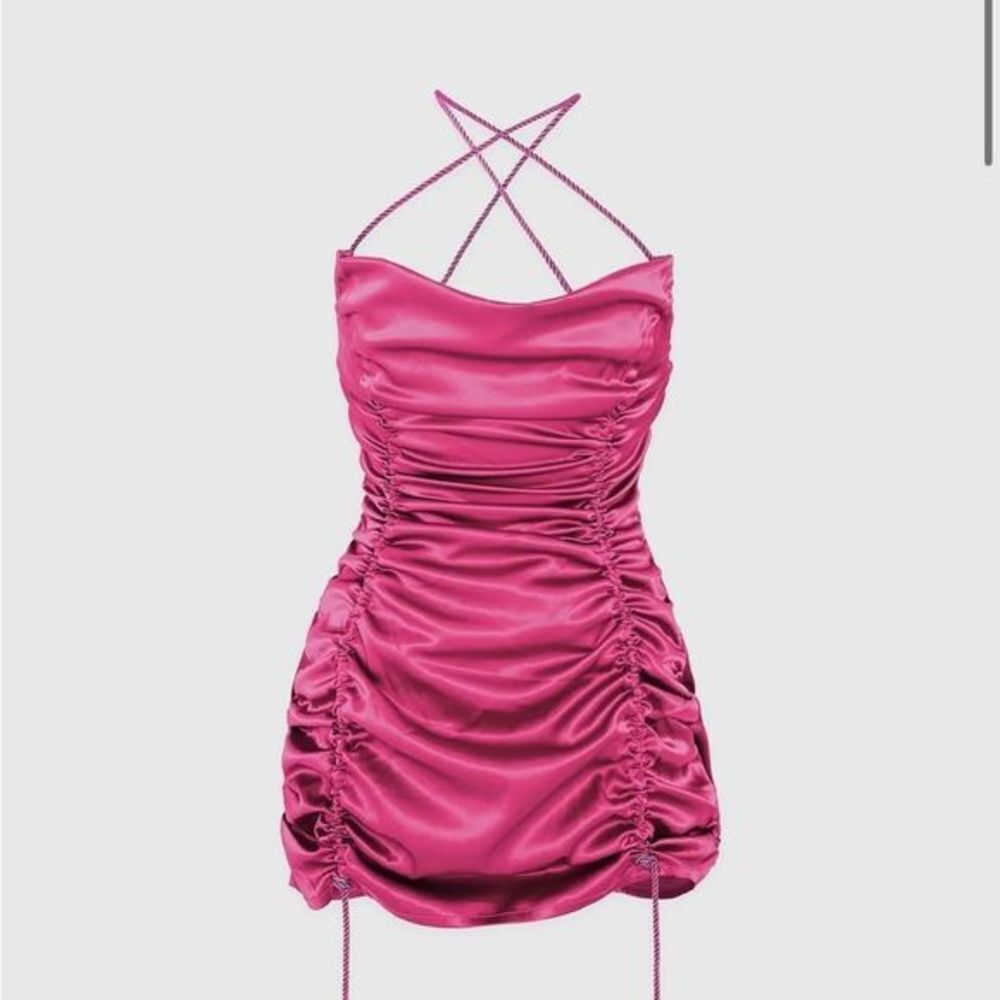 Maniere de Voir Pink Satin Ruffle Dress