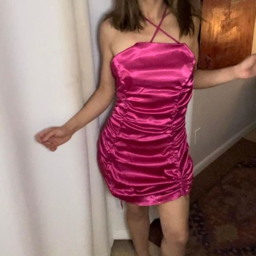 Maniere de Voir Pink Satin Ruffle Dress