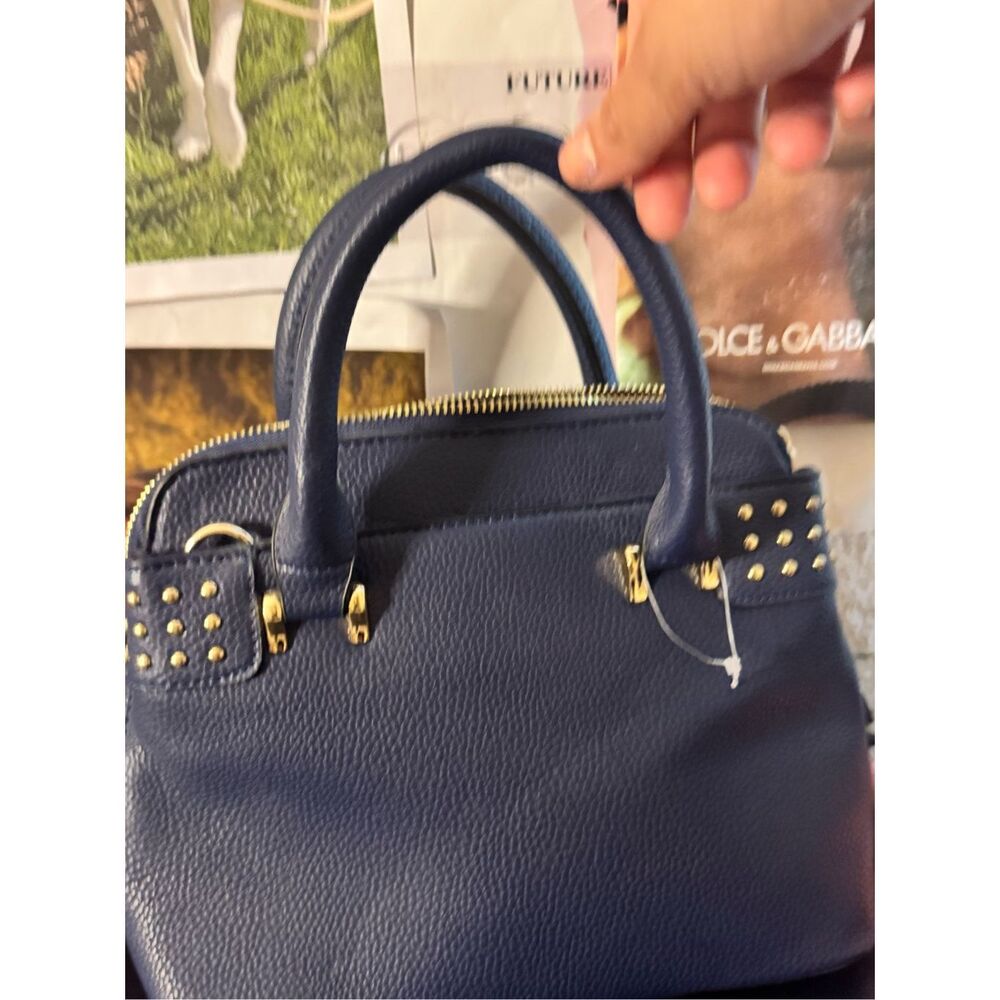 Rocker studded navy hobo tote bag