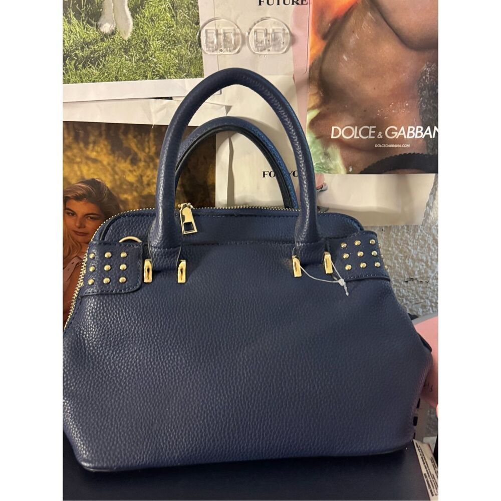 Rocker studded navy hobo tote bag