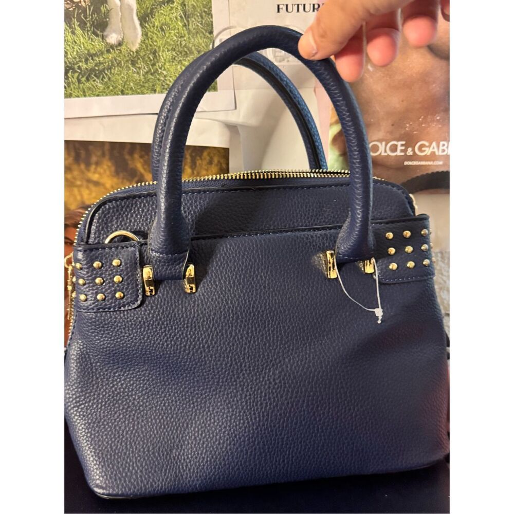 Rocker studded navy hobo tote bag