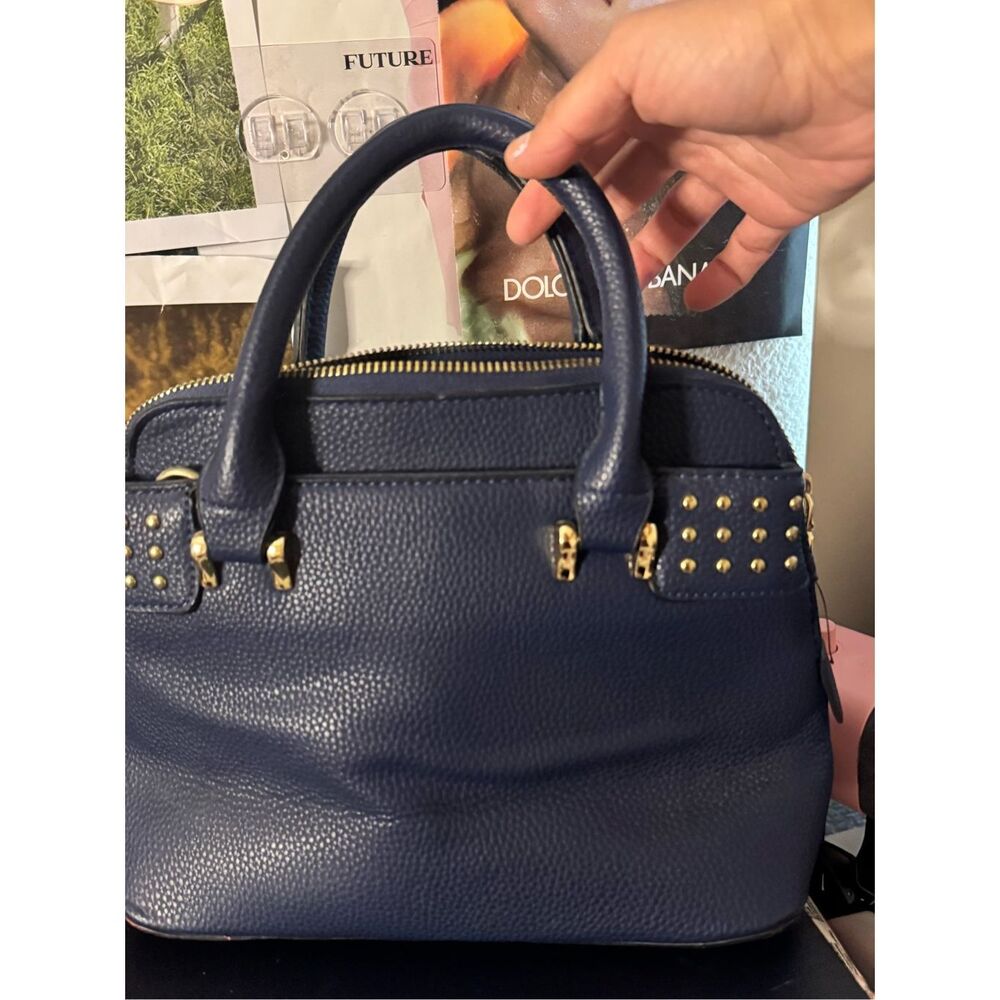 Rocker studded navy hobo tote bag