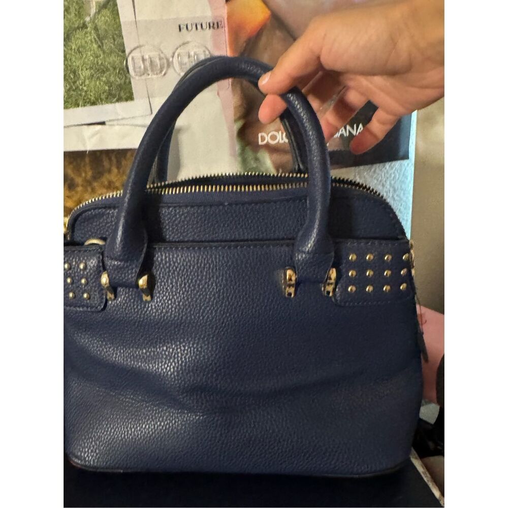 Rocker studded navy hobo tote bag