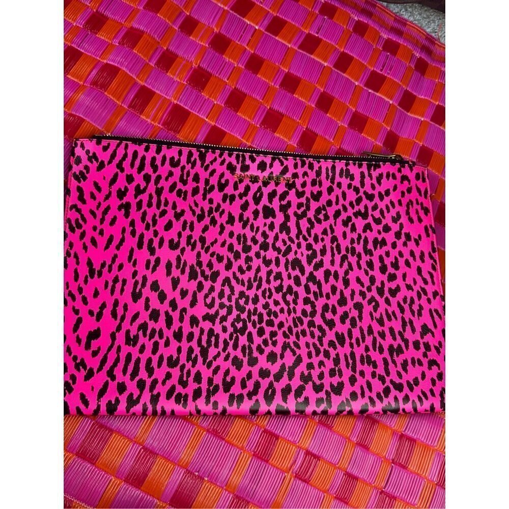 YSL leopard clutch bag