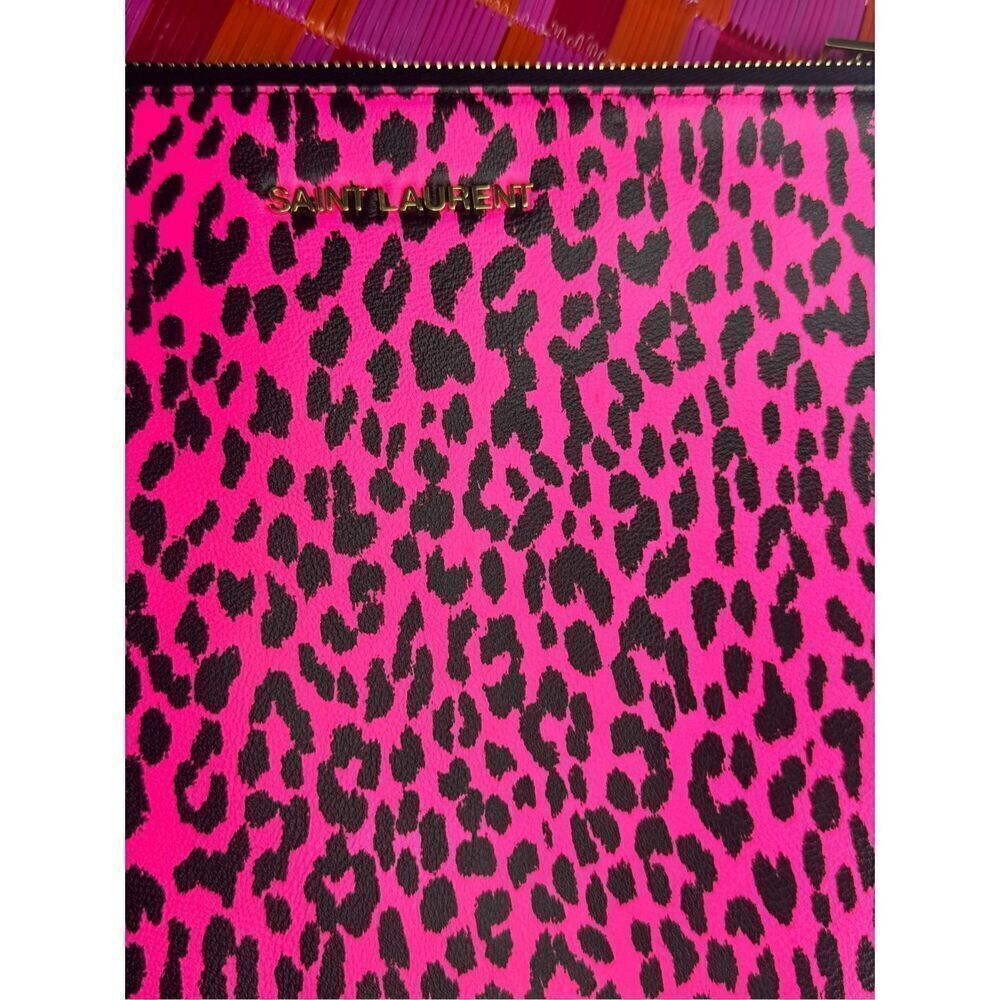 YSL leopard clutch bag