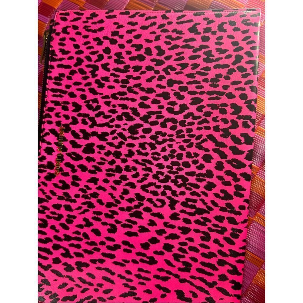 YSL leopard clutch bag