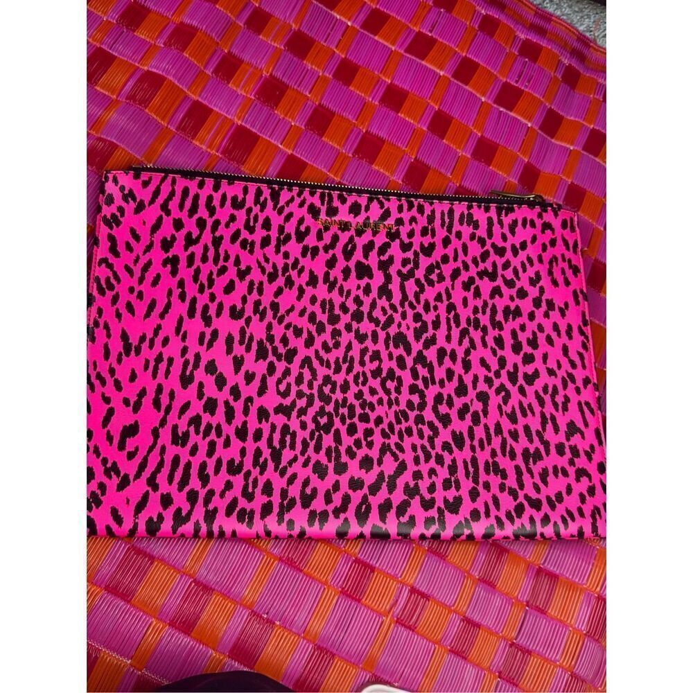 YSL leopard clutch bag