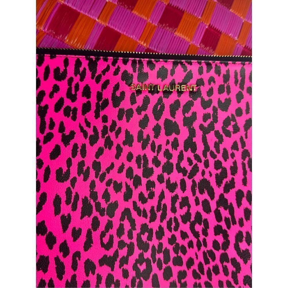 YSL leopard clutch bag