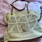Crochet raffia tote bag with chain