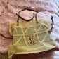 Crochet raffia tote bag with chain