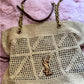 Crochet raffia tote bag with chain