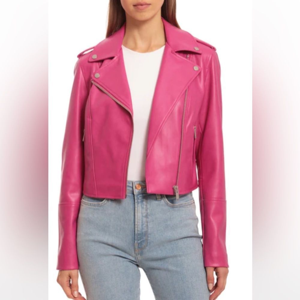 Avec Les Filles Pink Leather Jacket