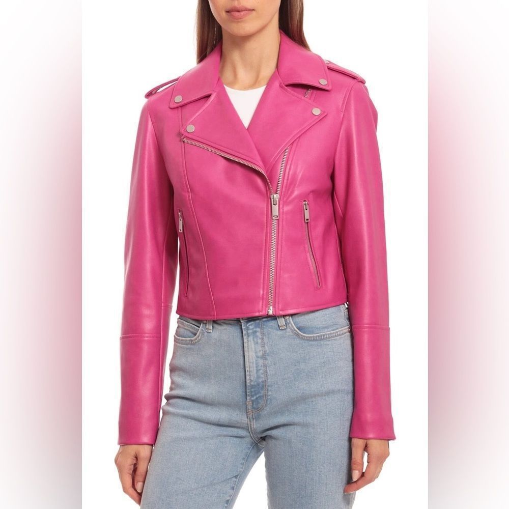 Avec Les Filles Pink Leather Jacket